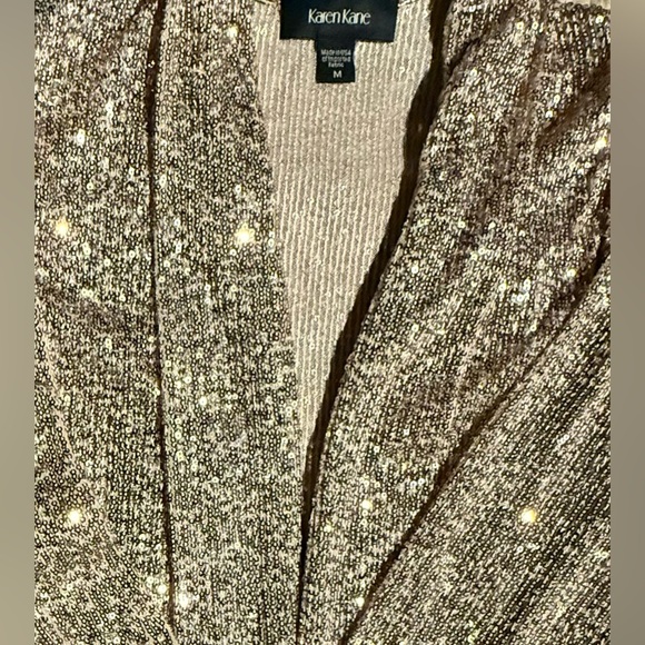 KAREN KANE HOLIDAY Metallic Gold Sequin Duster, M - Picture 8 of 11